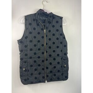 Jason Maxwell Vest Women's Sz M Black‎ Zip Snap Pockets Polka Dots